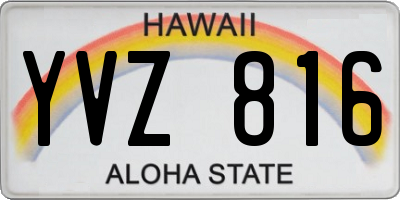 HI license plate YVZ816
