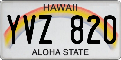 HI license plate YVZ820