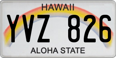 HI license plate YVZ826