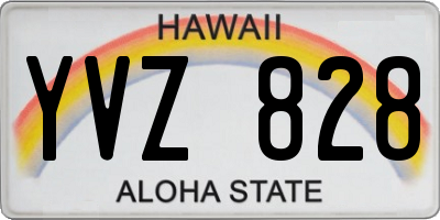 HI license plate YVZ828