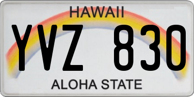 HI license plate YVZ830