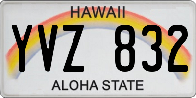 HI license plate YVZ832