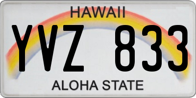 HI license plate YVZ833