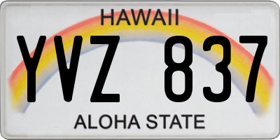HI license plate YVZ837