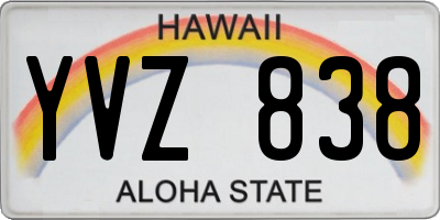HI license plate YVZ838