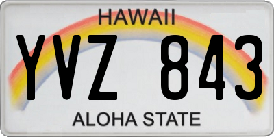 HI license plate YVZ843