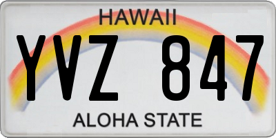 HI license plate YVZ847