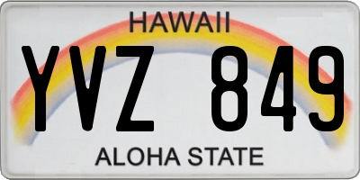 HI license plate YVZ849