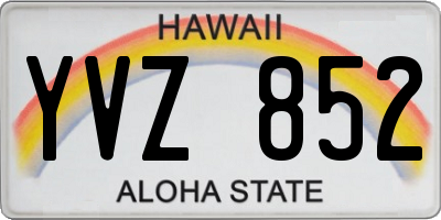 HI license plate YVZ852