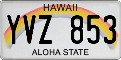 HI license plate YVZ853