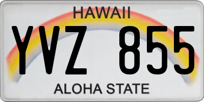 HI license plate YVZ855