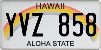 HI license plate YVZ858