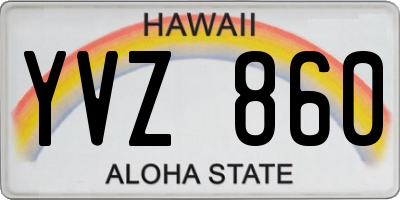 HI license plate YVZ860