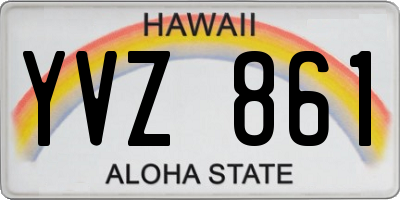 HI license plate YVZ861