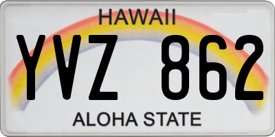HI license plate YVZ862