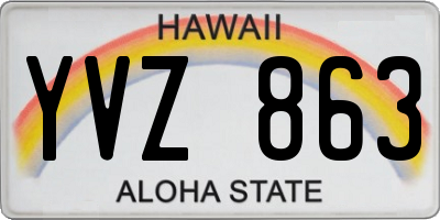 HI license plate YVZ863