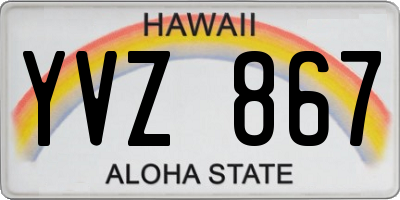 HI license plate YVZ867