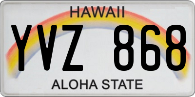 HI license plate YVZ868
