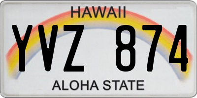 HI license plate YVZ874