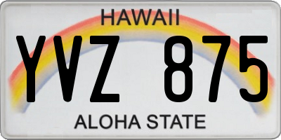 HI license plate YVZ875