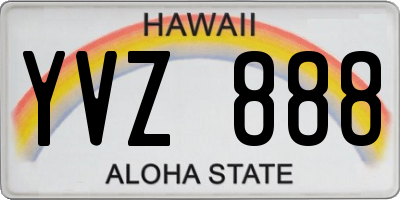 HI license plate YVZ888