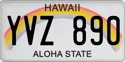 HI license plate YVZ890