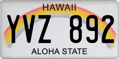 HI license plate YVZ892