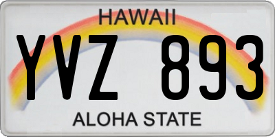 HI license plate YVZ893