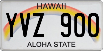 HI license plate YVZ900