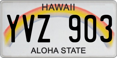 HI license plate YVZ903