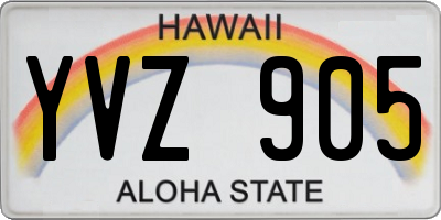 HI license plate YVZ905
