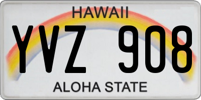 HI license plate YVZ908