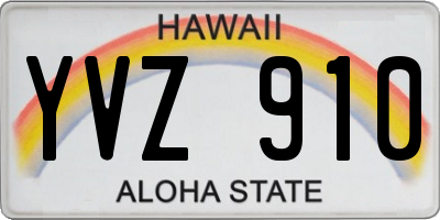 HI license plate YVZ910