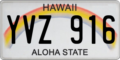 HI license plate YVZ916