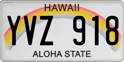 HI license plate YVZ918