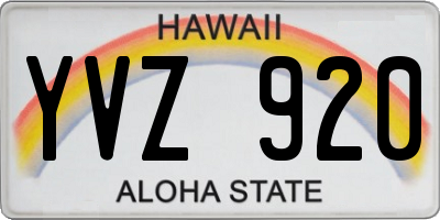 HI license plate YVZ920