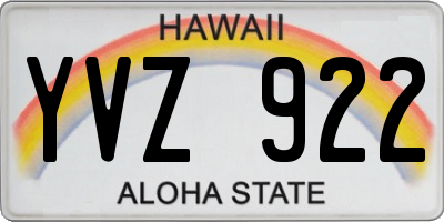 HI license plate YVZ922