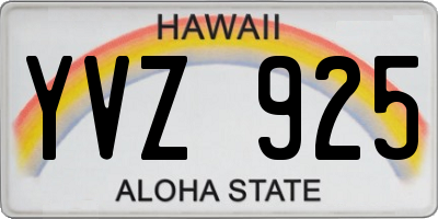 HI license plate YVZ925