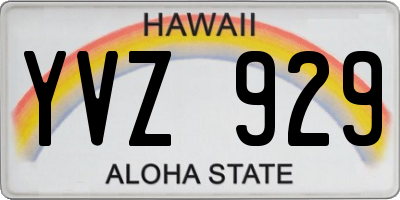 HI license plate YVZ929
