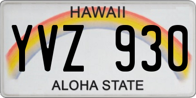 HI license plate YVZ930