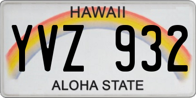 HI license plate YVZ932