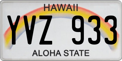 HI license plate YVZ933