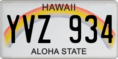 HI license plate YVZ934