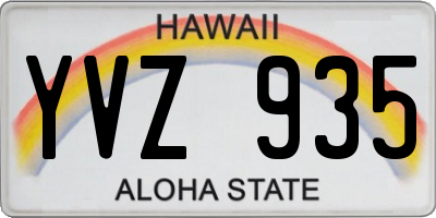 HI license plate YVZ935