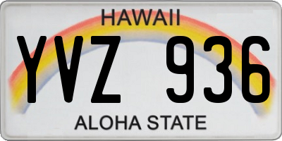 HI license plate YVZ936