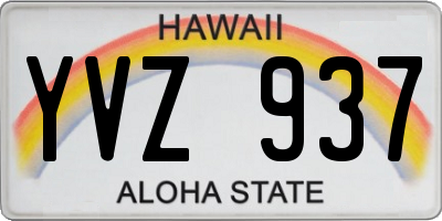 HI license plate YVZ937