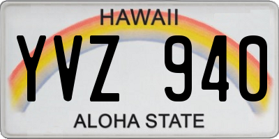 HI license plate YVZ940