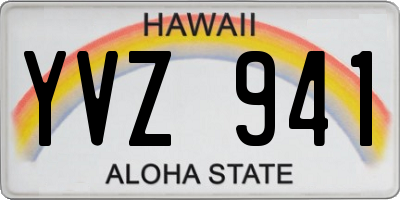HI license plate YVZ941