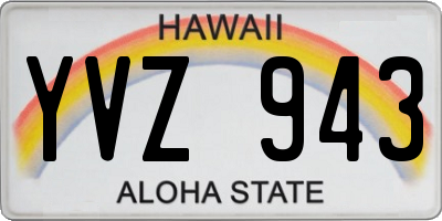 HI license plate YVZ943