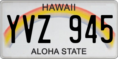 HI license plate YVZ945